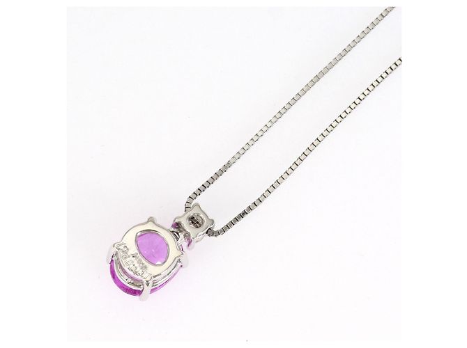 Autre Marque Collana in platino PT900 con zaffiro rosa e diamante - vista 3