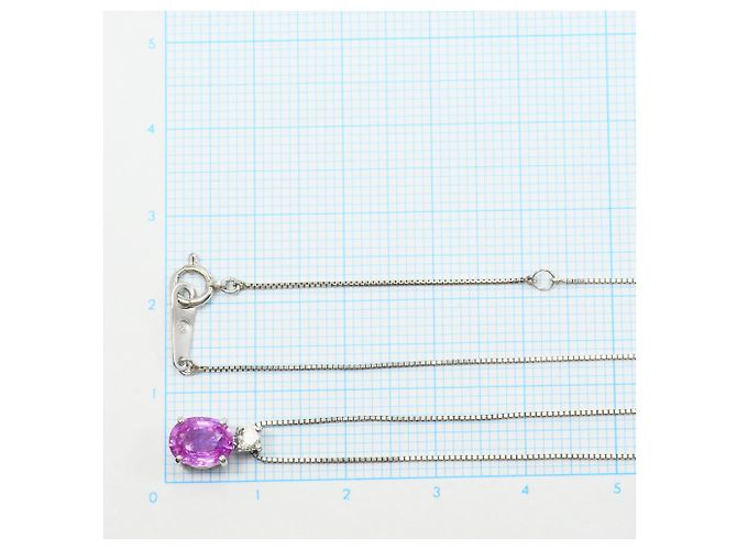 Autre Marque Collana in platino PT900 con zaffiro rosa e diamante - vista 4