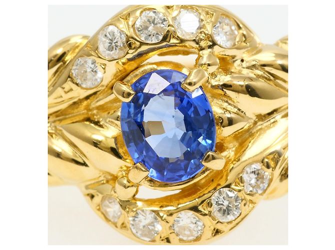 Autre Marque Anello fede in oro giallo 18K con diamante e zaffiro D'oro - vista 2