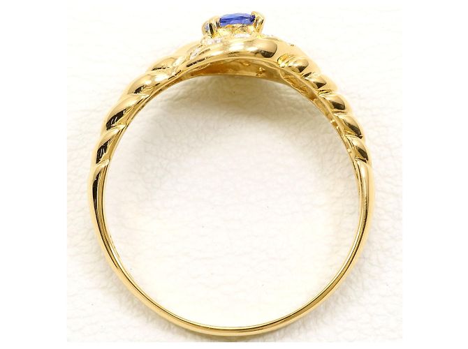 Autre Marque Anello fede in oro giallo 18K con diamante e zaffiro D'oro - vista 3