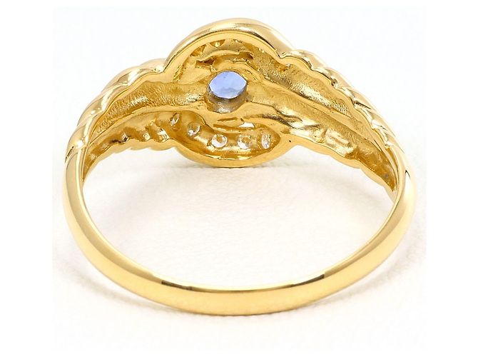 Autre Marque Anello fede in oro giallo 18K con diamante e zaffiro D'oro - vista 4