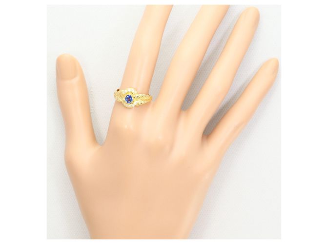 Autre Marque Anello fede in oro giallo 18K con diamante e zaffiro D'oro - vista 7