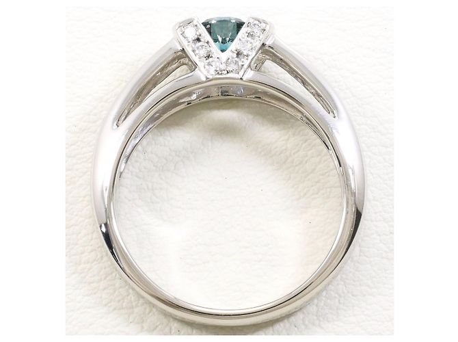Autre Marque PT900 Platin-Bandring mit blauem Diamanten - Ansicht 3