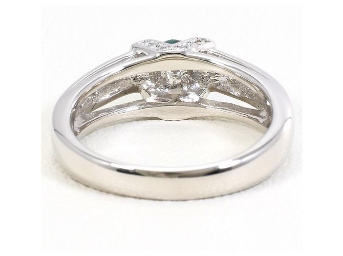 Autre Marque PT900 Platin-Bandring mit blauem Diamanten - Ansicht 4