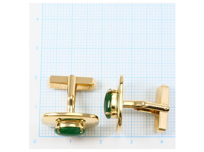 Autre Marque Gemelos de oro amarillo 18K con jade Dorado - vista 6