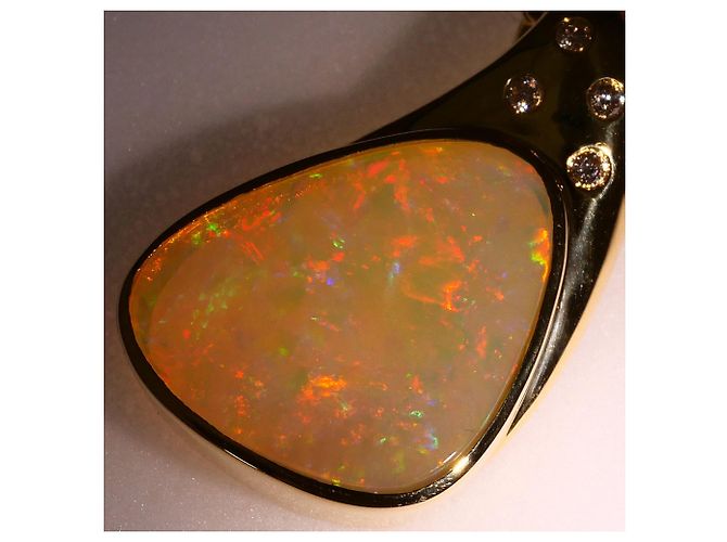 Autre Marque Halskette aus 18K Gelbgold mit Opal und Diamant Golden - Ansicht 2