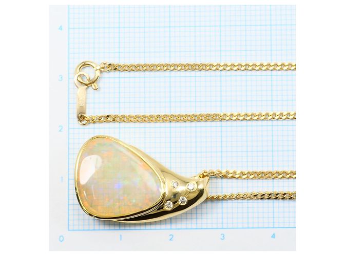 Autre Marque Halskette aus 18K Gelbgold mit Opal und Diamant Golden - Ansicht 6