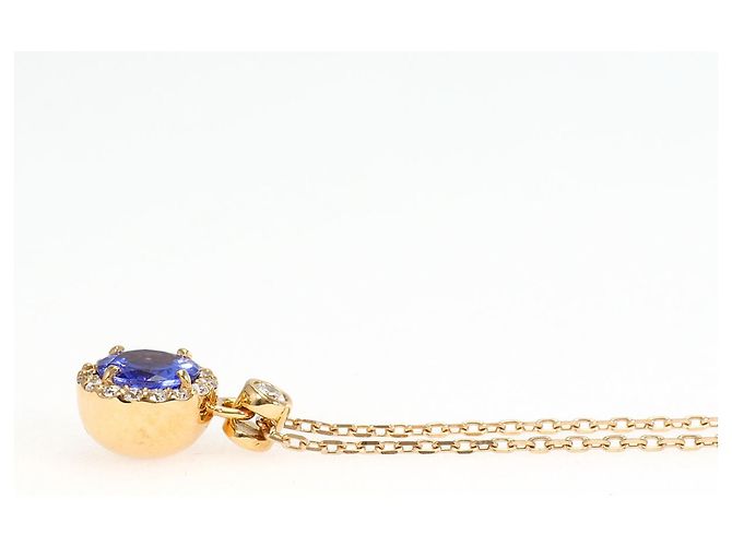 Autre Marque Collana in oro rosa 18K con tanzanite e diamante D'oro - vista 2