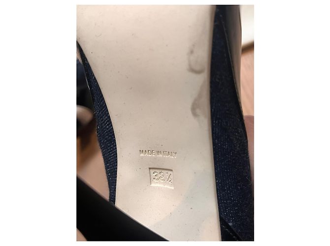 Stivaletti Fendi in denim e vernice nera peep-toe Nero Blu scuro - vista 8