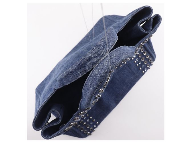 Prada Canapa Convertible Denim Medium con adornos de strass Azul - vista 5