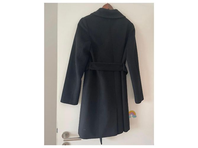 Autre Marque Cappotto in lana nero cinturato Comma - vista 2