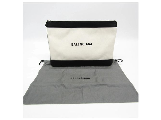 Balenciaga Navy Zip Canvas and Leather Medium Crudo - vista 7