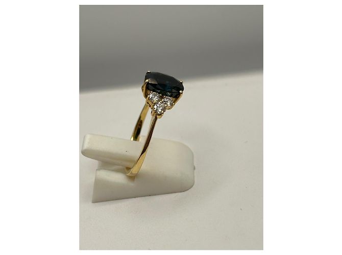 Autre Marque Anello in oro giallo con zaffiro e diamanti D'oro Blu scuro - vista 3