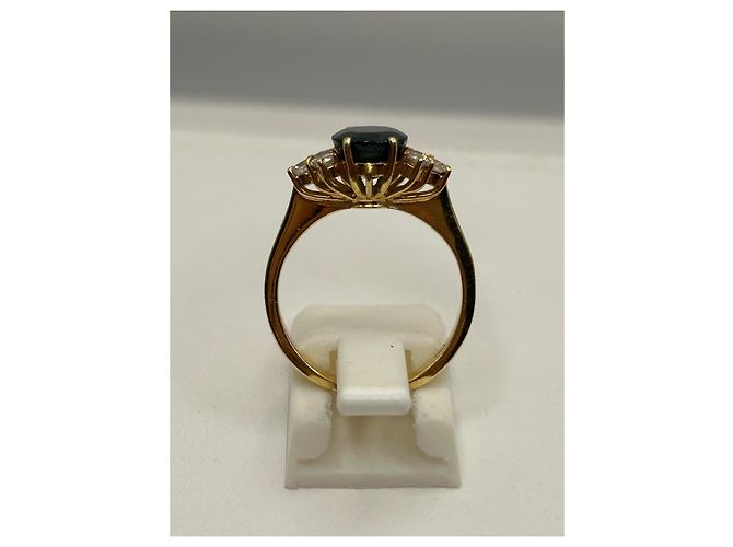 Autre Marque Anello in oro giallo con zaffiro e diamanti D'oro Blu scuro - vista 4