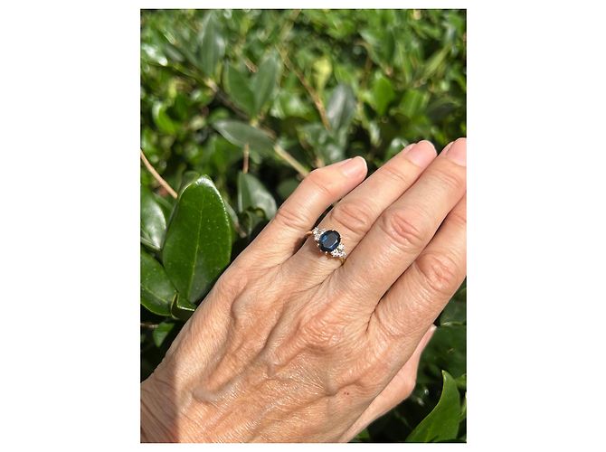 Autre Marque Anello in oro giallo con zaffiro e diamanti D'oro Blu scuro - vista 5