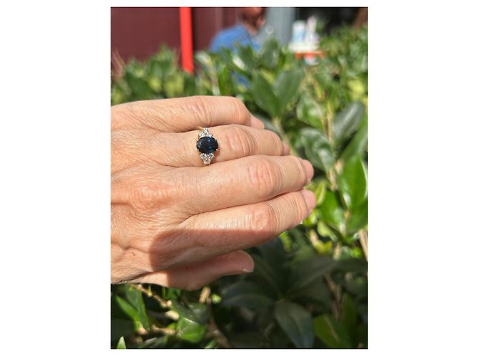 Autre Marque Anello in oro giallo con zaffiro e diamanti D'oro Blu scuro - vista 6