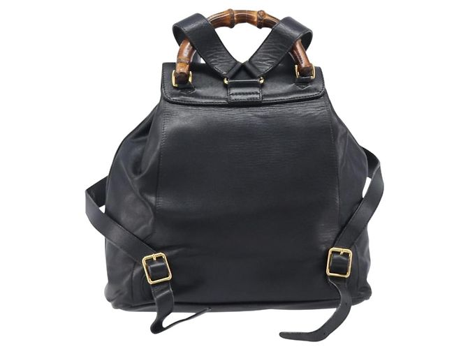 Gucci Vintage Bamboo Leather Medium Noir - vue 2