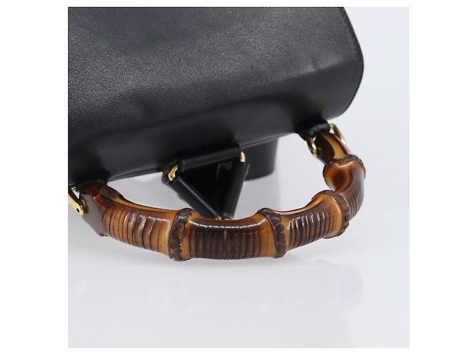 Gucci Vintage Bamboo Leather Medium Noir - vue 7