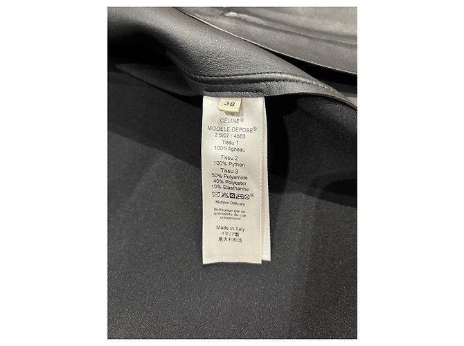 Céline Celine Chaqueta Biker de Cuero Borgoña con Detalle de Pitón Azul Burdeos - vista 4