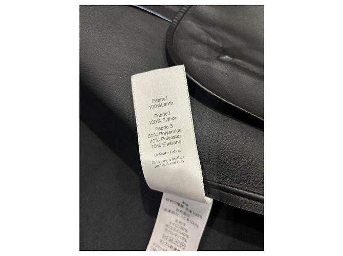 Céline Celine Chaqueta Biker de Cuero Borgoña con Detalle de Pitón Azul Burdeos - vista 5