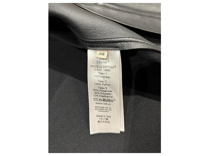 Céline Celine Chaqueta Biker de Cuero Borgoña con Detalle de Pitón Azul Burdeos - vista 6