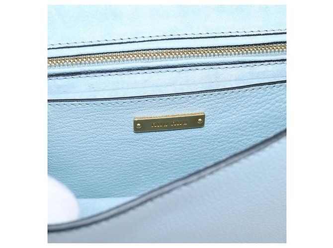 Miu Miu Madras Crystal Buckle Leather Small Blu - vista 6