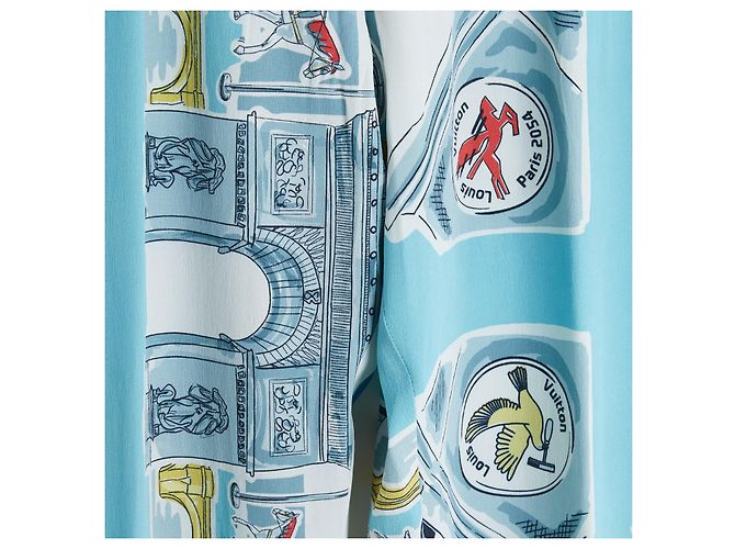 Louis Vuitton Paris 2054 Printed Silk Trousers White Blue Multiple colors - view 2