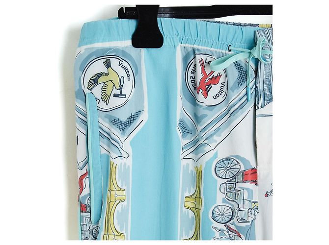 Louis Vuitton Paris 2054 Printed Silk Trousers White Blue Multiple colors - view 3