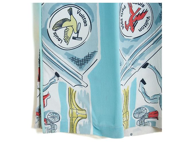 Louis Vuitton Paris 2054 Printed Silk Trousers White Blue Multiple colors - view 4