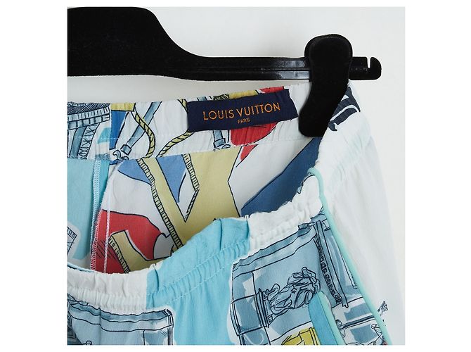 Louis Vuitton Paris 2054 Printed Silk Trousers White Blue Multiple colors - view 5