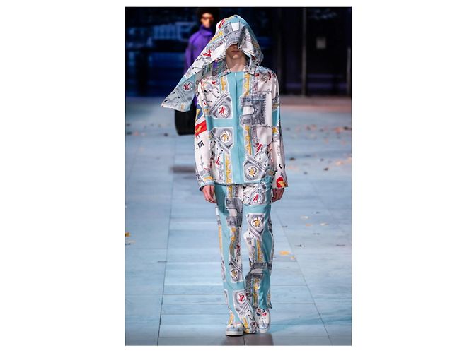 Louis Vuitton Paris 2054 Printed Silk Trousers White Blue Multiple colors - view 7