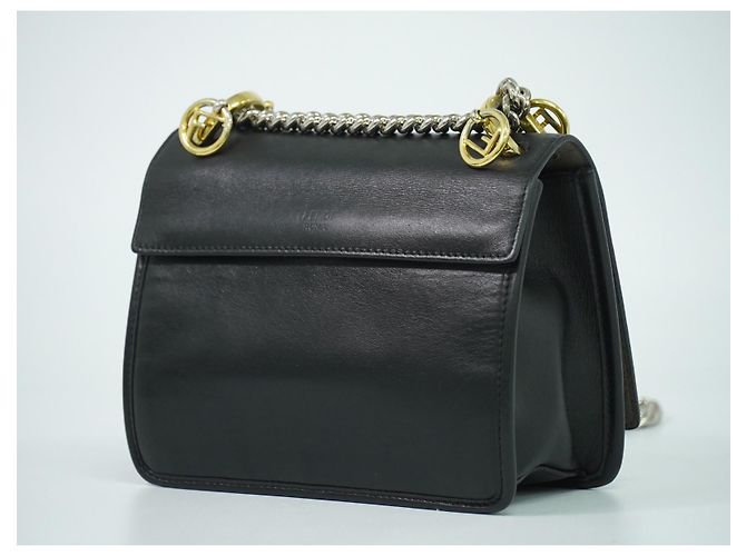 Fendi Kan I F Leather Small Negro - vista 2