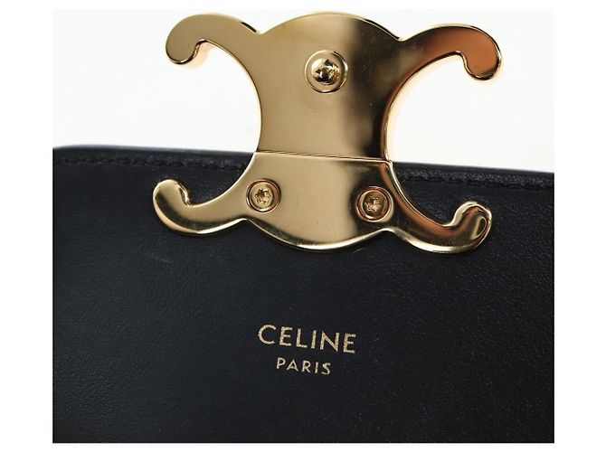 Céline Celine Triomphe Smooth Calfskin Nano Nero - vista 6