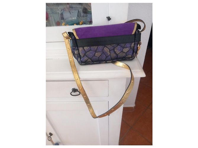 Dolce & Gabbana lila Wildleder Schultertasche mit Strass Golden - Ansicht 2