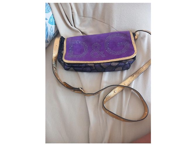 Dolce & Gabbana lila Wildleder Schultertasche mit Strass Golden - Ansicht 5