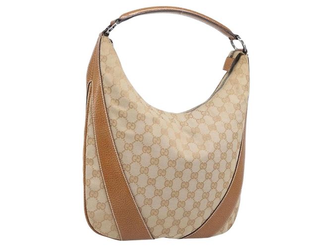 Gucci Vintage Zip Hobo GG Canvas with Leather Large Beige - Ansicht 2
