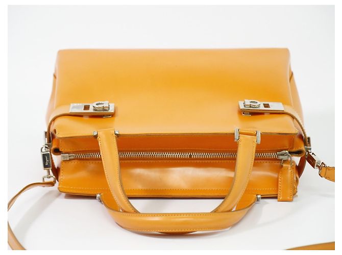 Salvatore Ferragamo Double Gancini Side Buckle Leather Medium Orange - Ansicht 6