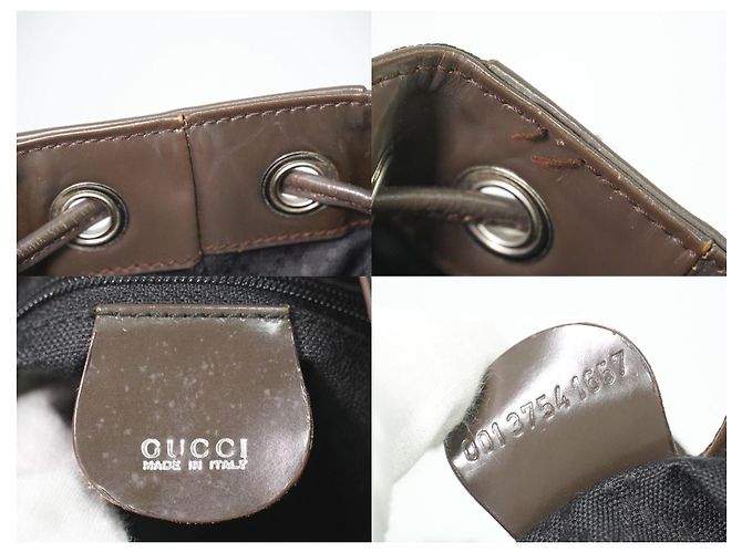 Gucci Vintage Bamboo Bucket Nylon and Leather Small Marrone - vista 3