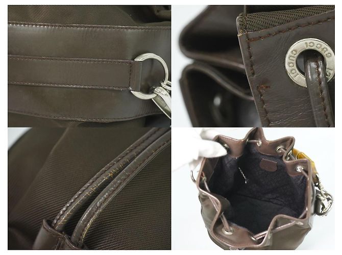 Gucci Vintage Bamboo Bucket Nylon and Leather Small Marrone - vista 4