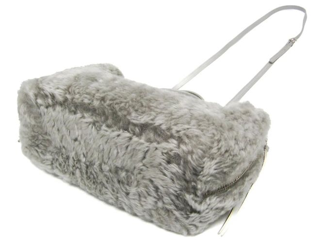 Balenciaga Papier A6 Zip Around Classic Studs Shearling Braun - Ansicht 2