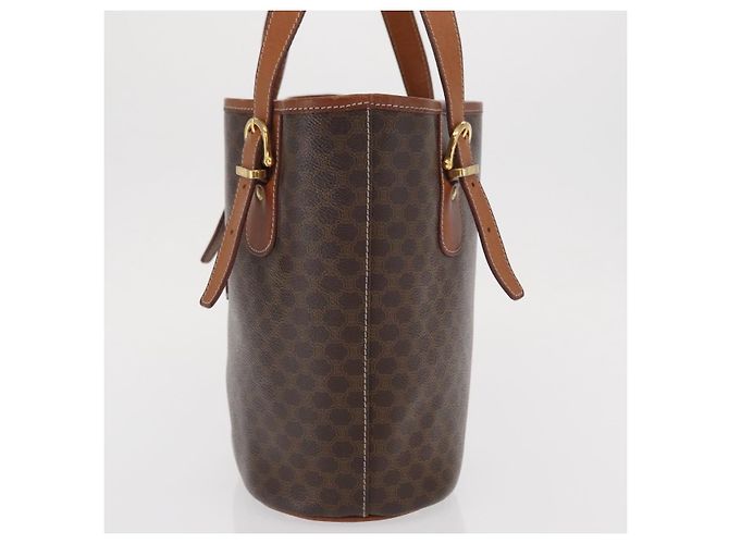 Céline Celine Vintage Macadam Shopper Coated Canvas Small Brown - view 3