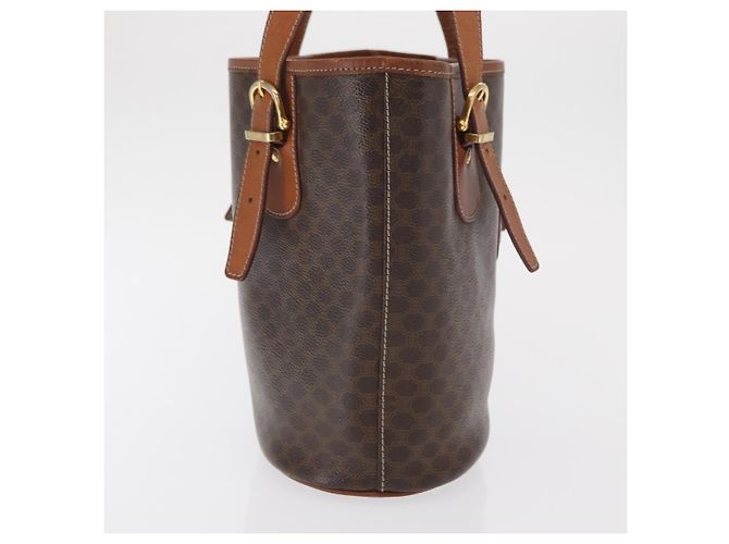 Céline Celine Vintage Macadam Shopper Coated Canvas Small Brown - view 4