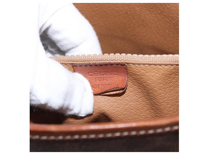 Céline Celine Vintage Macadam Shopper Coated Canvas Small Brown - view 6