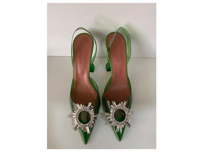 Amina Muaddi Sandali Slingback Begum Verdi Verde - vista 2