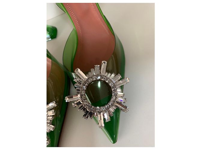 Amina Muaddi Sandali Slingback Begum Verdi Verde - vista 3