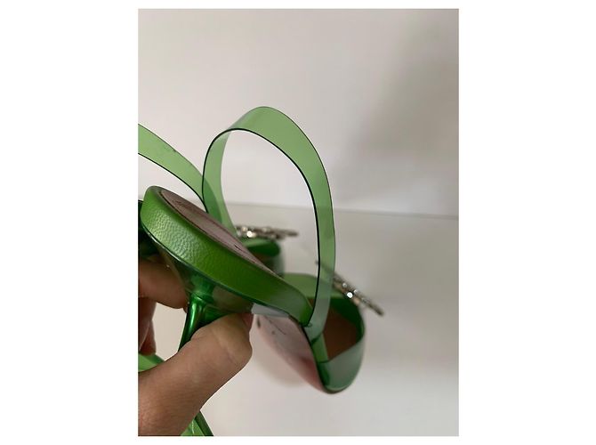 Amina Muaddi Sandali Slingback Begum Verdi Verde - vista 8