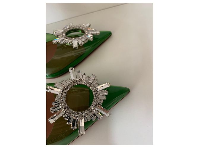 Amina Muaddi Sandali Slingback Begum Verdi Verde - vista 9