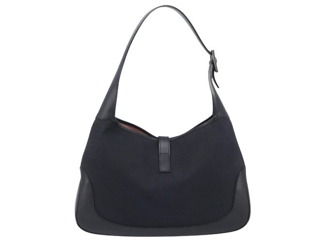 Gucci Vintage Jackie Hobo GG Canvas con Pelle Medium Nero - vista 2