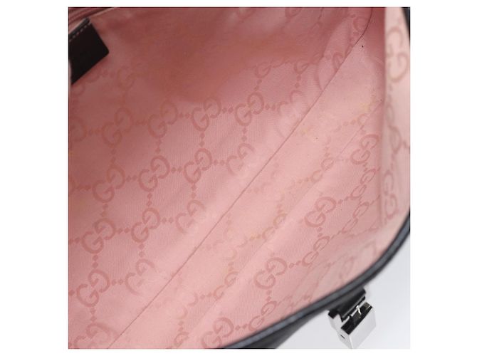 Gucci Vintage Jackie Hobo GG Canvas con Pelle Medium Nero - vista 5