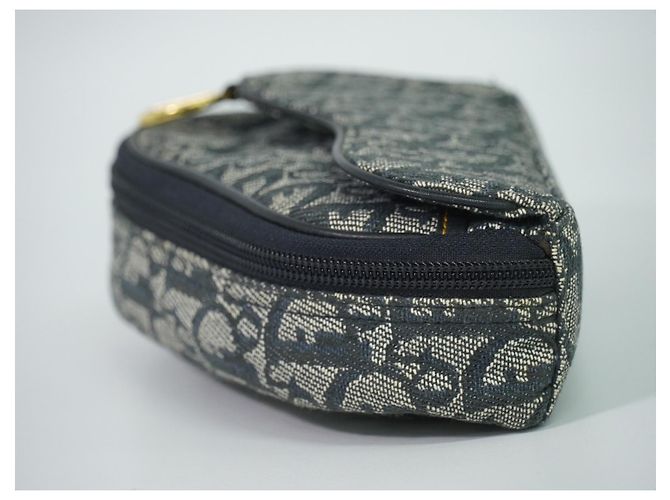 Christian Dior Saddle Zip Diorissimo Canvas Blu navy - vista 3